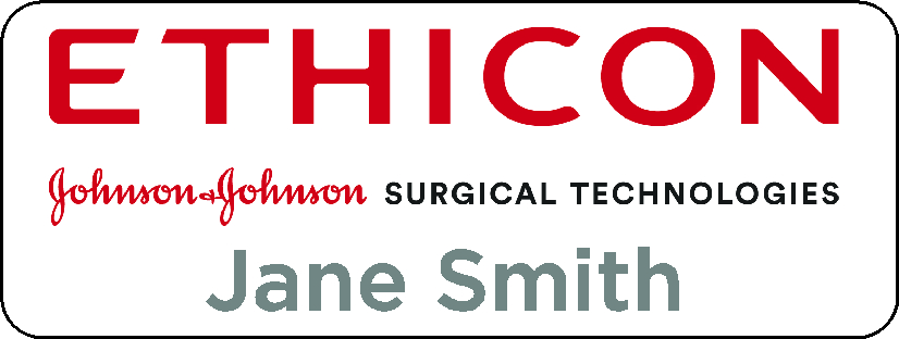 ETHICON_WHITE_MAGNET - Ethicon White Badge with Magnet Back
